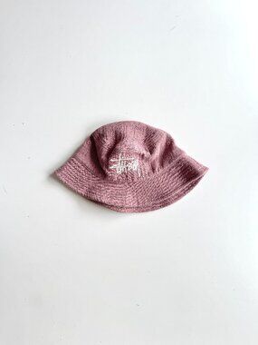 STUSSY Mauve Purple Cotton Gauze Embroidered Big Logo Bucket Hat, Size S/MDESCRI